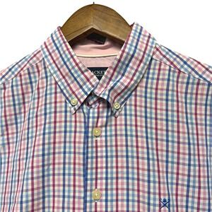 Hackett London Mens Slim Fit Size L Button Down Mulitocolor Plaid Office Career